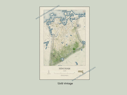 Hingham Massachusetts NAUTICAL Map Art Print