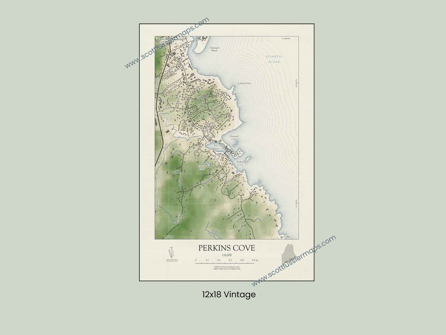 Perkins Cove Maine VINTAGE Map Art Print 0325