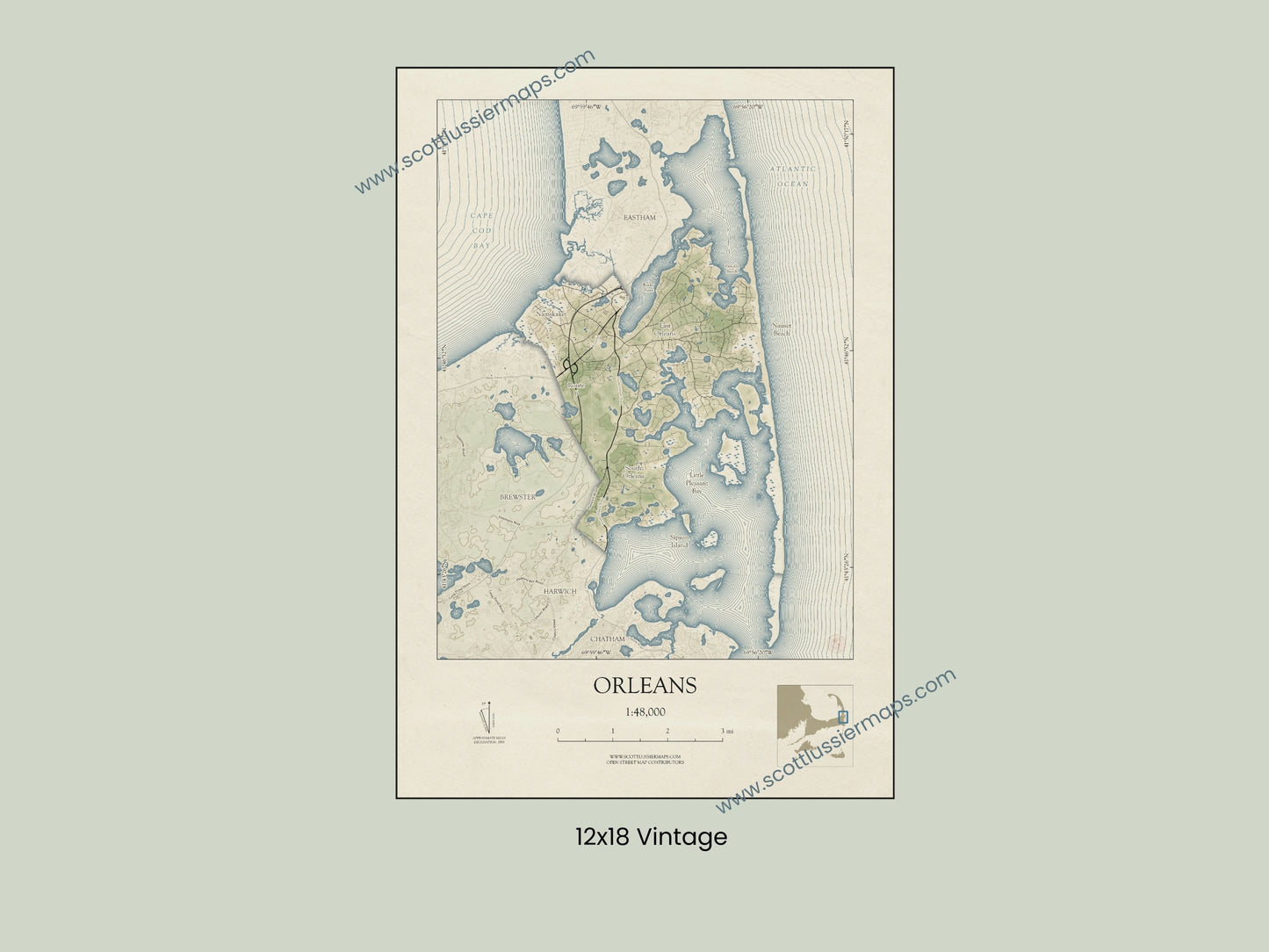 Orleans Mass Cape Cod VINTAGE Map Art Print