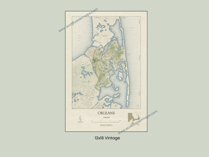 Orleans Mass Cape Cod VINTAGE Map Art Print