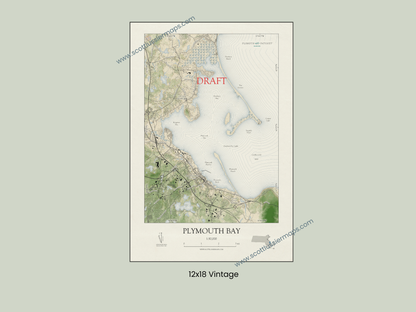 Plymouth Bay Massachusetts VINTAGE Map Art Print 042025