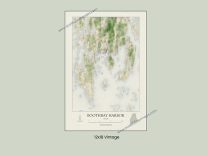 Boothbay Harbor Maine VINTAGE Map Art Print 0325