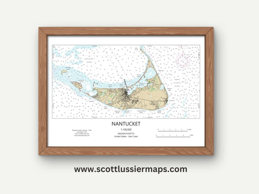 Nantucket Massachusetts Cape Cod CHART Map Art Print