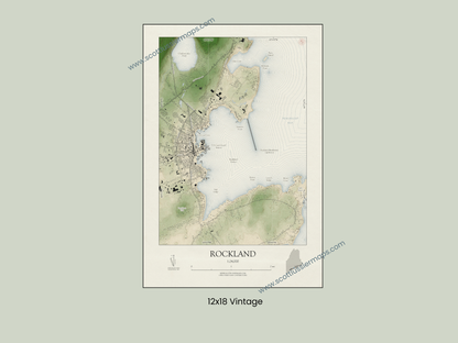 Rockland Maine VINTAGE Map Art Print 0425