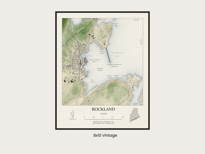 Rockland Maine VINTAGE Map Art Print 0425