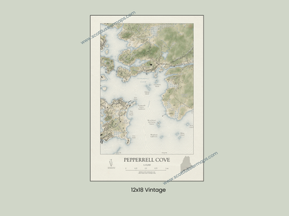 Pepperrell Cove Maine VINTAGE Map Art Print