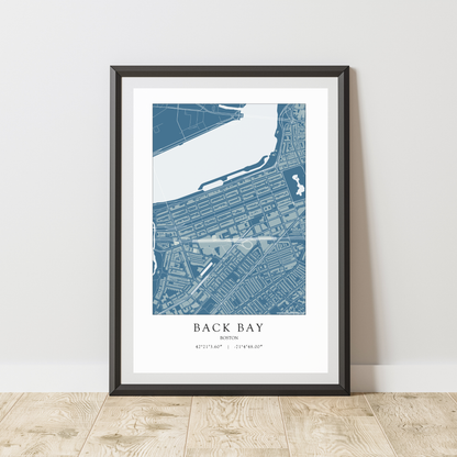 Back Bay Boston Massachusetts NEIGHBORHOOD Map Art Print 0325
