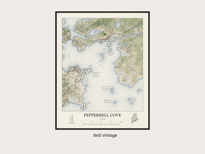Pepperrell Cove Maine VINTAGE Map Art Print