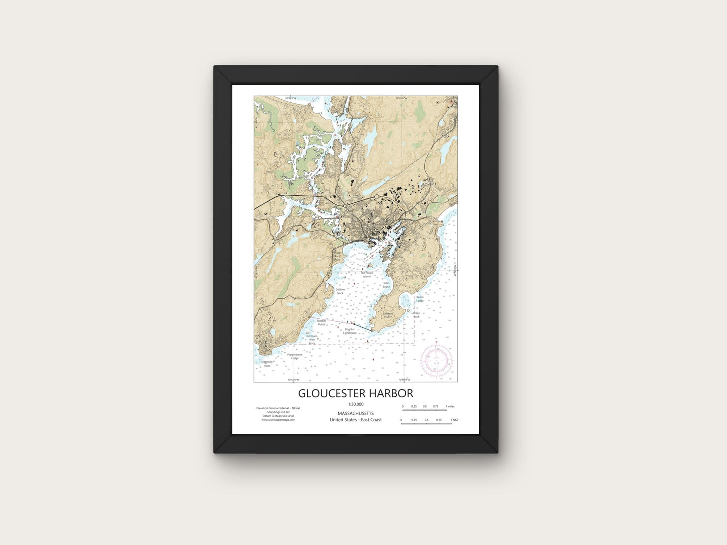 Gloucester Harbor Massachusetts CHART Map Art Print 0225