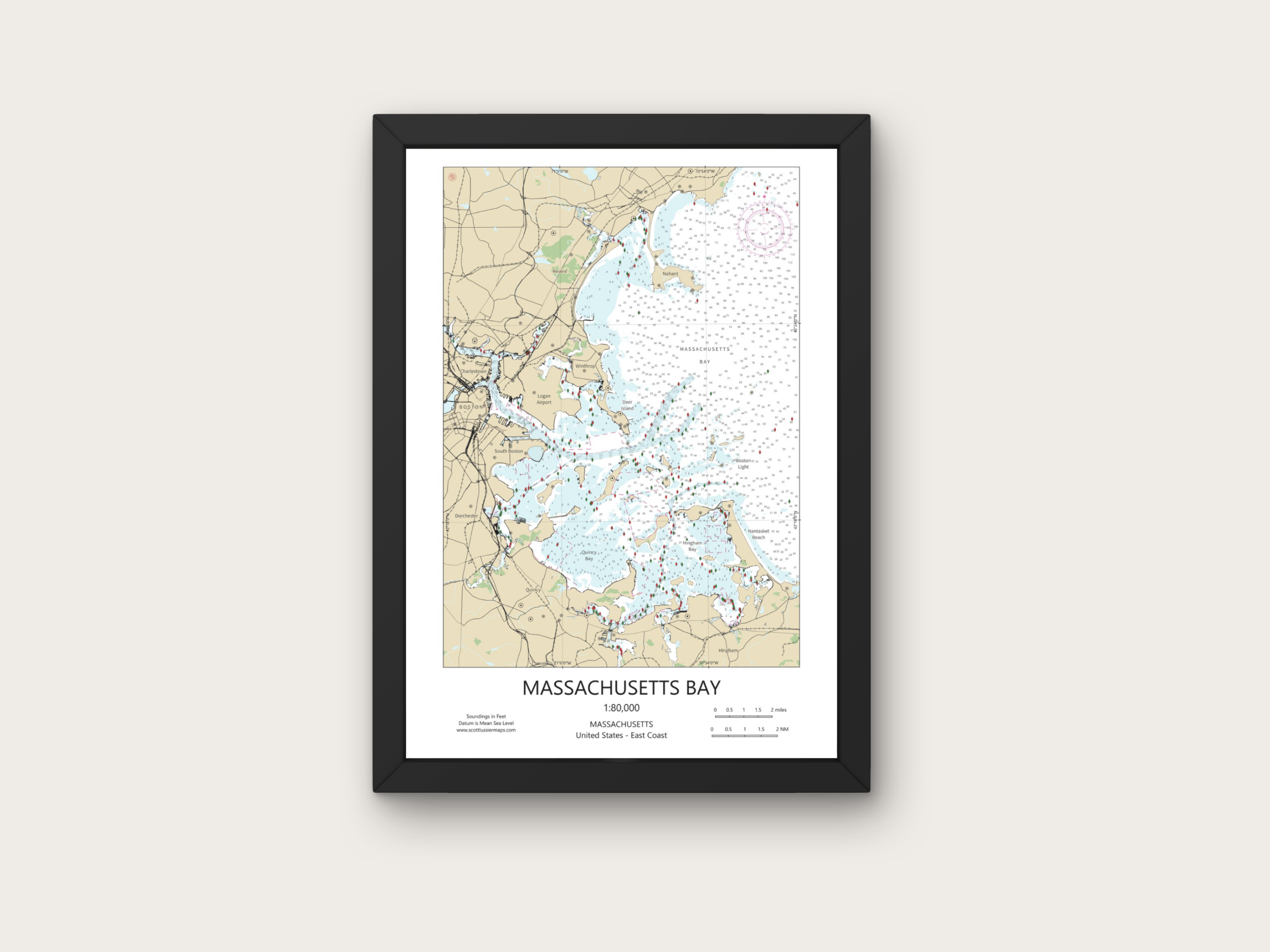 Massachusetts Bay Mass CHART Map Art Print 0325 – Scott Lussier Maps