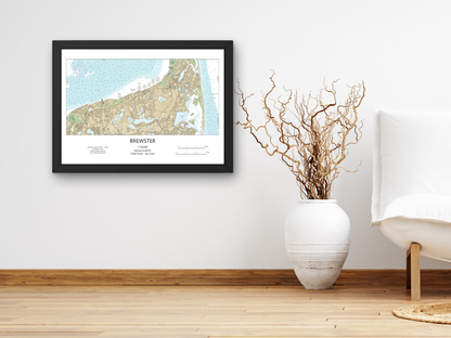Brewster Cape Cod MA Map Art Print Chart Style
