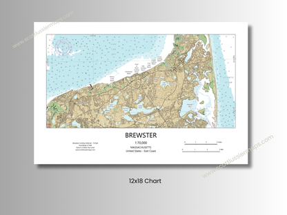 Brewster Cape Cod MA Map Art Print Chart Style