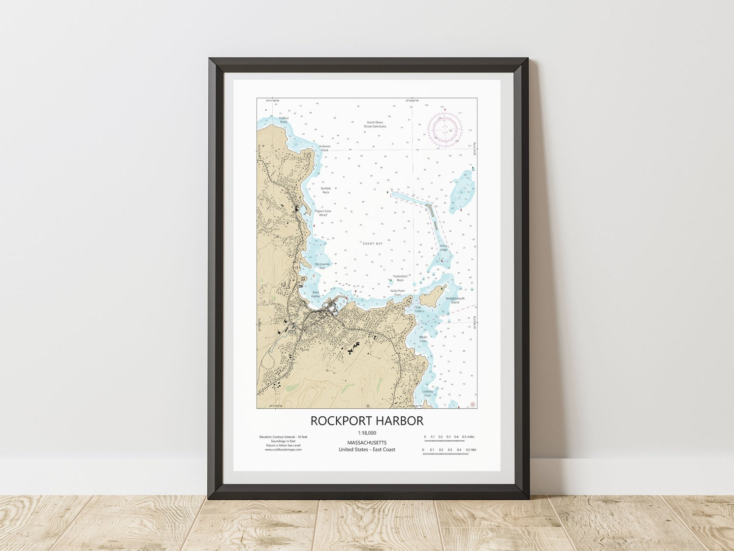 Rockport Harbor Massachusetts CHART Map Art Print 0225