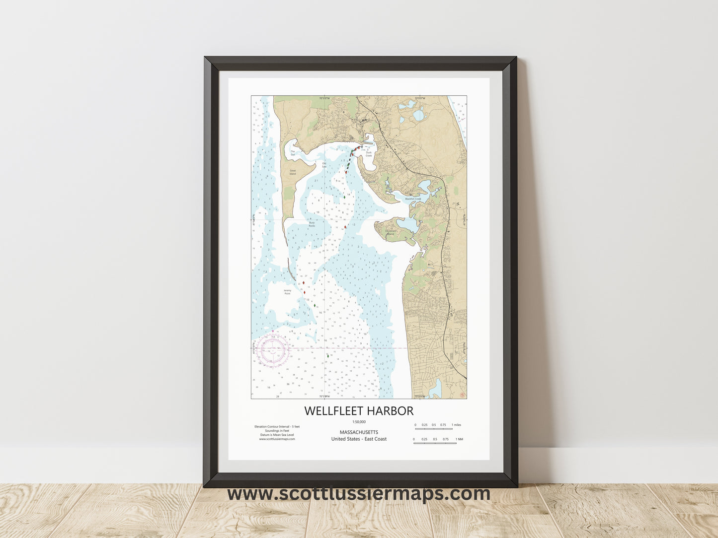 Wellfleet Harbor Cape Cod Mass CHART Map Art Print