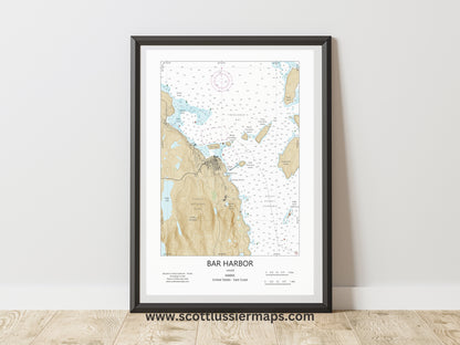 Bar Harbor Maine CHART Map Art Print