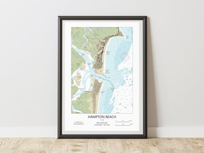 Hampton Beach New Hampshire COASTAL Map Art Print 0225