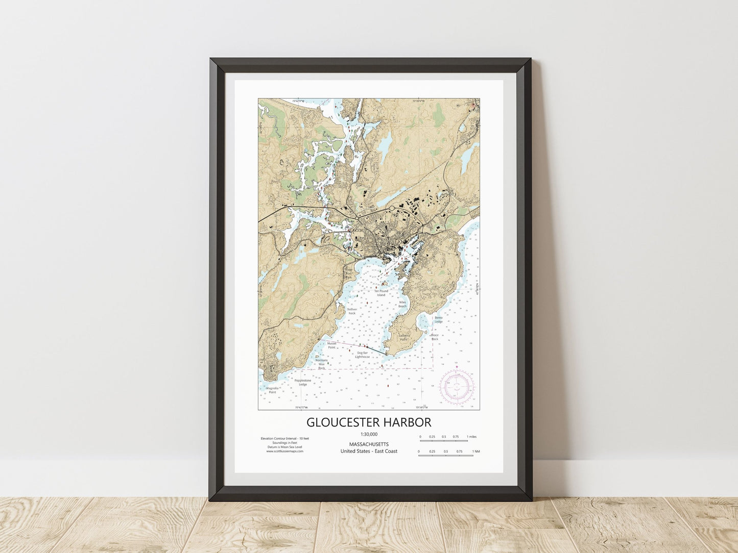 Gloucester Harbor Massachusetts CHART Map Art Print 0225