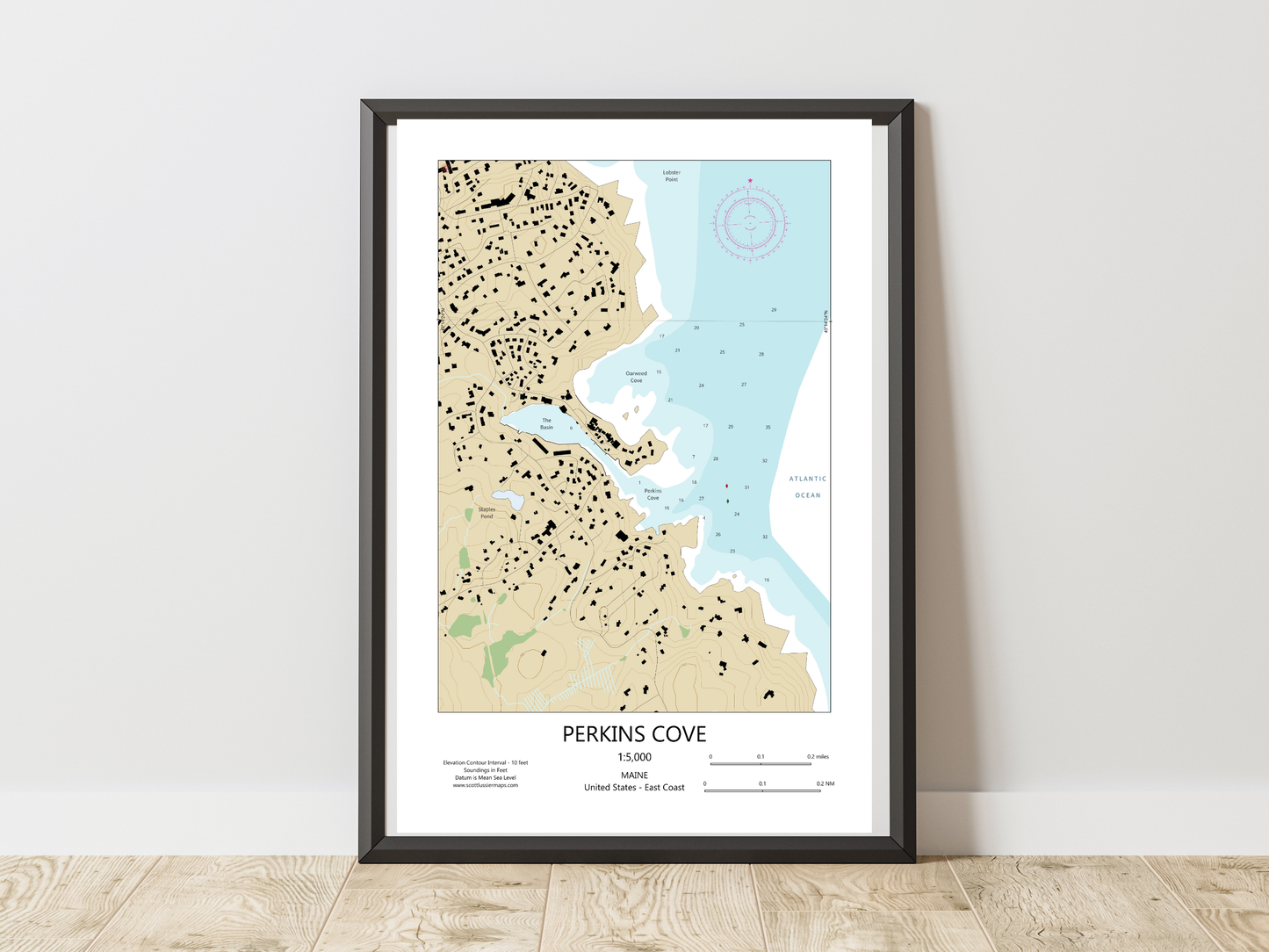 Perkins Cove Maine CHART Map Art Print 0325