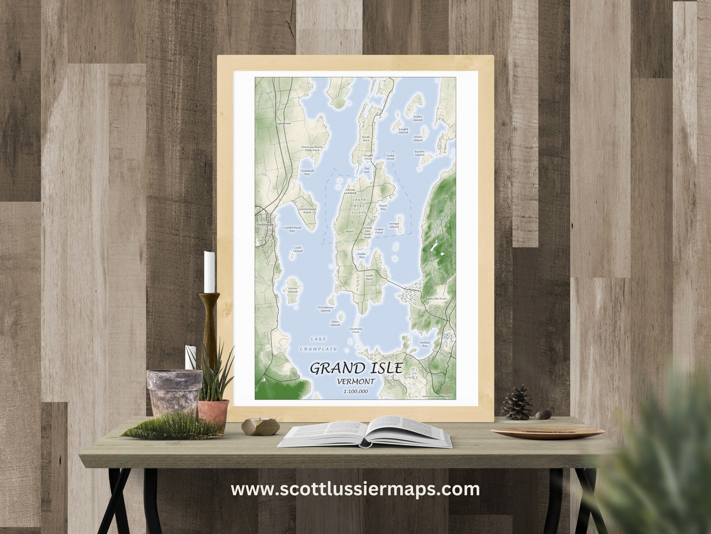 Grand Isle Vermont WATERCOLOR Map Art Print