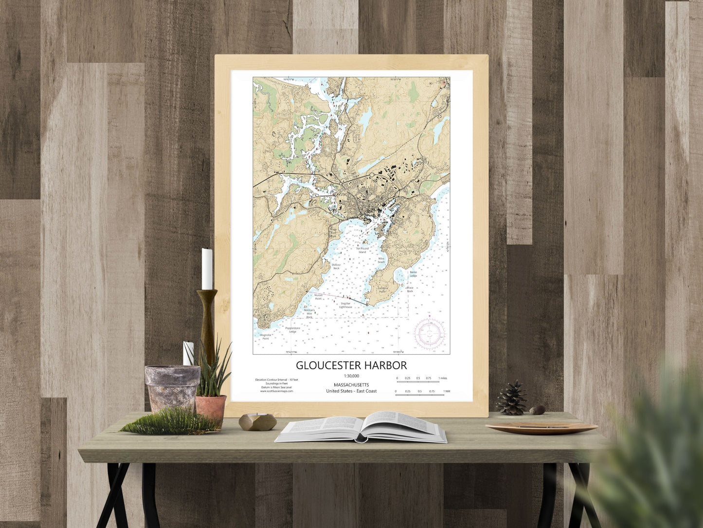 Gloucester Harbor Massachusetts CHART Map Art Print 0225