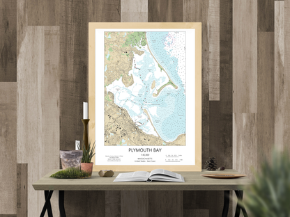 Plymouth Bay Massachusetts CHART Map Art Print 0325