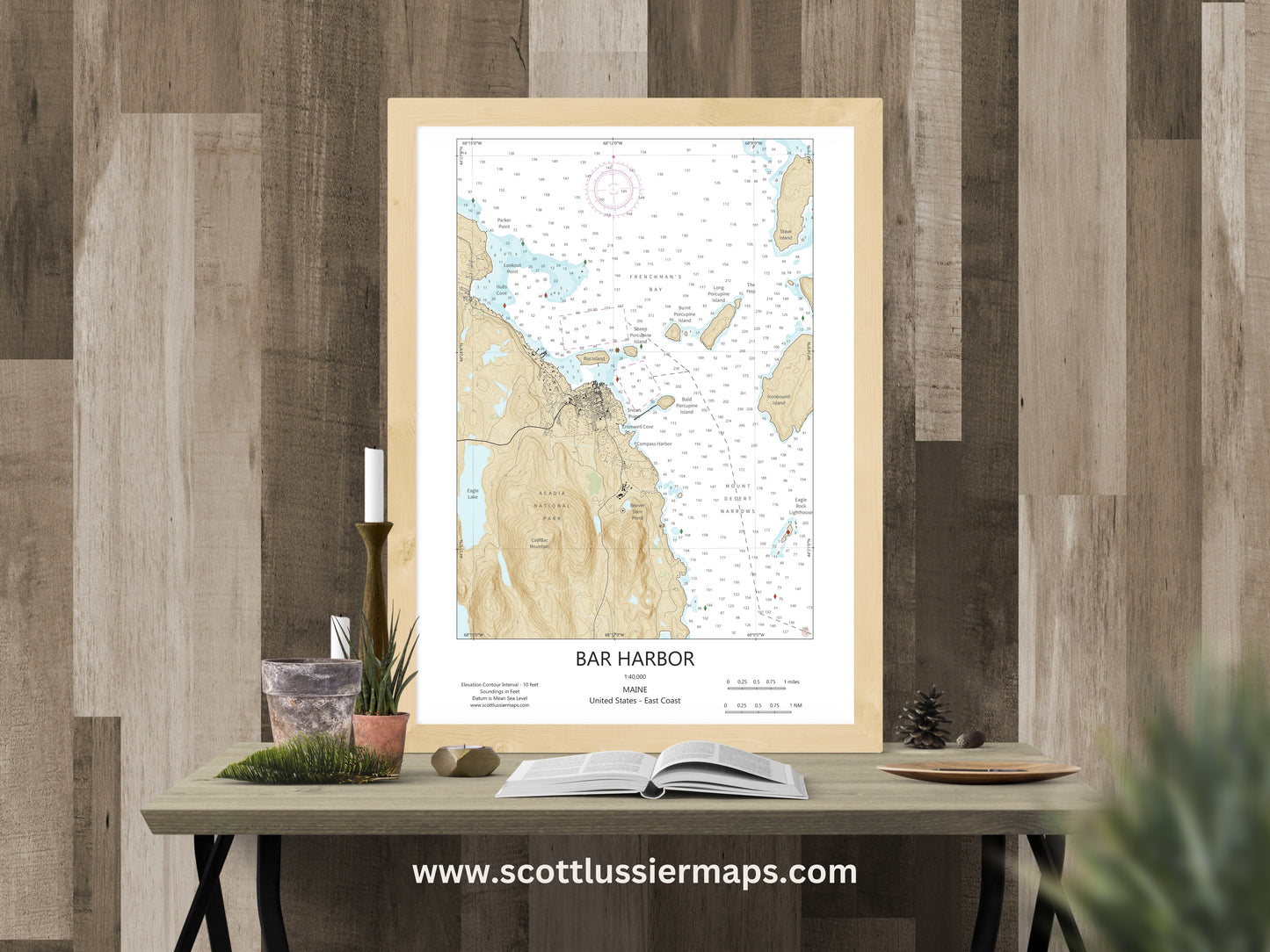 Bar Harbor Maine CHART Map Art Print