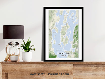 Grand Isle Vermont WATERCOLOR Map Art Print