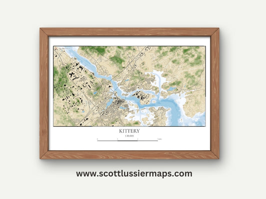 Kittery Maine COASTAL Map Art Print