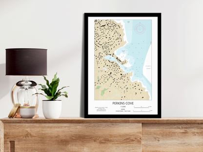 Perkins Cove Maine CHART Map Art Print 0325