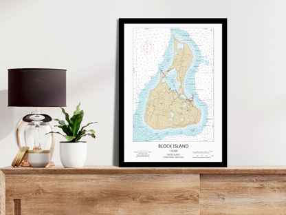Block Island Rhode Island CHART Map Art Print 0325