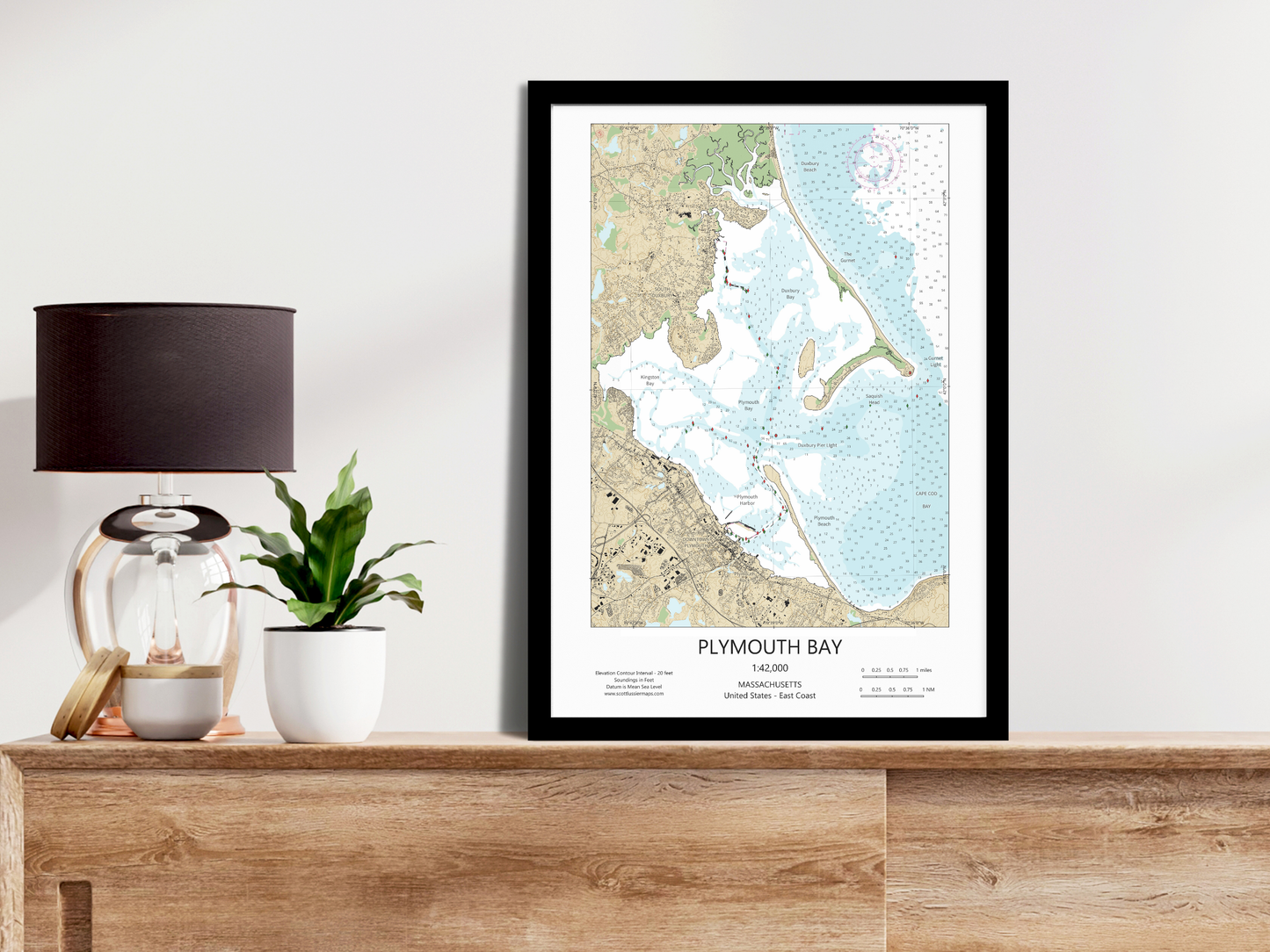 Plymouth Bay Massachusetts CHART Map Art Print 0325