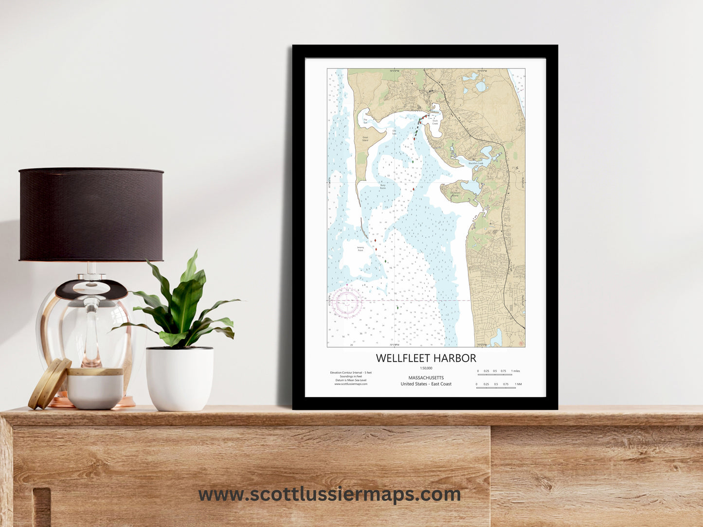 Wellfleet Harbor Cape Cod Mass CHART Map Art Print