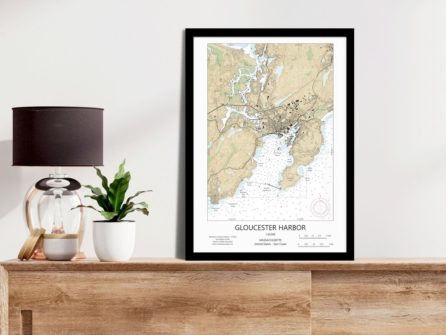 Gloucester Harbor Massachusetts CHART Map Art Print 0225