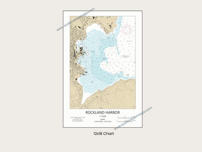 Rockland Maine CHART Map Art Print 0425
