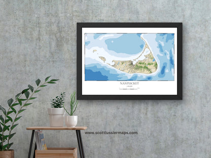 Nantucket Massachusetts Cape Cod COASTAL Map Art Print