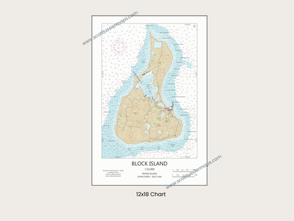 Block Island Rhode Island CHART Map Art Print 0325