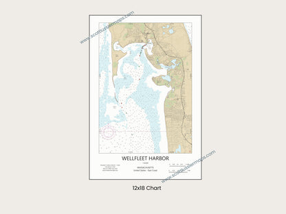 Wellfleet Harbor Cape Cod Mass CHART Map Art Print