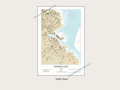 Perkins Cove Maine CHART Map Art Print 0325