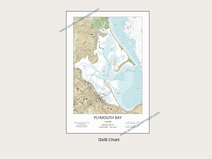 Plymouth Bay Massachusetts CHART Map Art Print 0325