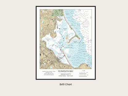 Plymouth Bay Massachusetts CHART Map Art Print 0325