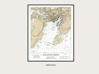 Gloucester Harbor Massachusetts CHART Map Art Print 0225