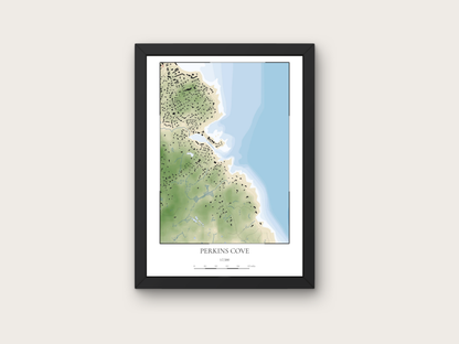 Perkins Cove Maine COASTAL Map Art Print 0325