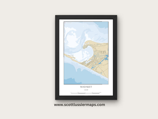 Madaket Nantucket Massachusetts Cape Cod COASTAL Map Art Print