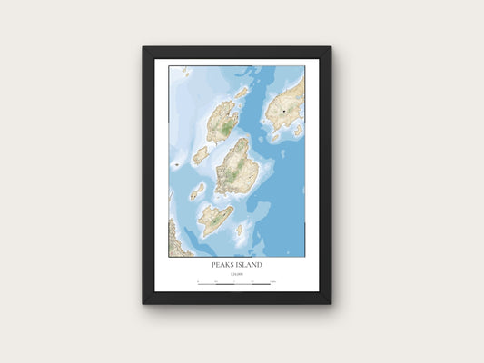 Peaks Island Maine COASTAL Map Art Print 0225