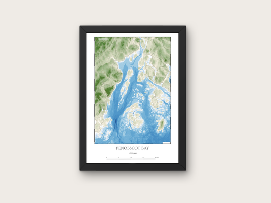 Penobscot Bay Maine COASTAL Map Art Print