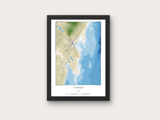 Camden Maine COASTAL Map Art Print 0225