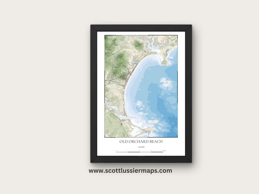 Old Orchard Beach Maine COASTAL Map Art Print 0225