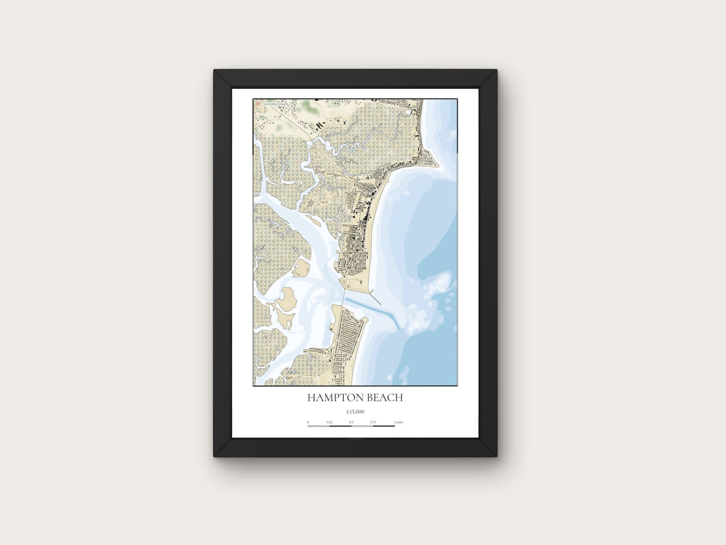 Hampton Beach New Hampshire CHART Map Art Print 0225