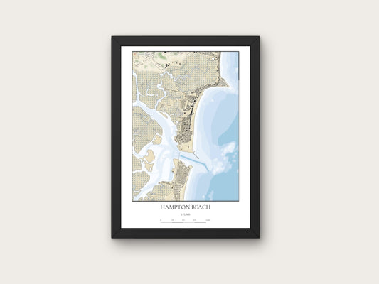 Hampton Beach New Hampshire CHART Map Art Print 0225