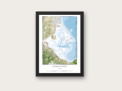 Plymouth Bay Massachusetts COASTAL Map Art Print 0325